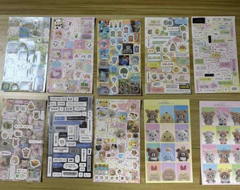 Sweet Pastel Sticker Set (10pcs) – Cute Aesthetic Stickers for Scrapbooking, Diary & DIY Decor