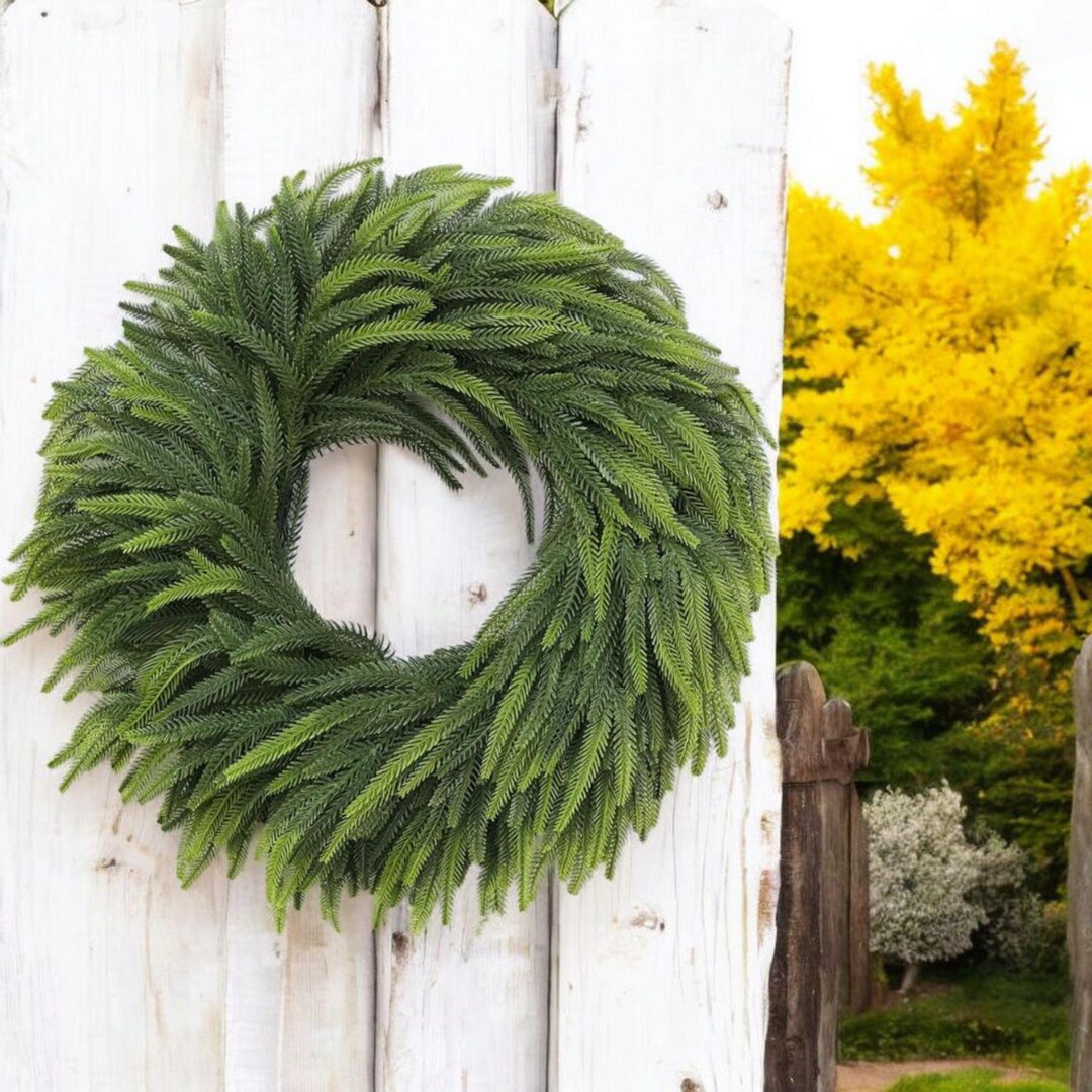 Large Norfolk Pine Front Door Wreath 26 Inch – Realistic Artificial ...