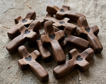 Cruz de oración de bolsillo, hecha a mano en madera, para aliviar la ansiedad, cruz cristiana para sostener, símbolo de oración para la fe, regalo religioso.
