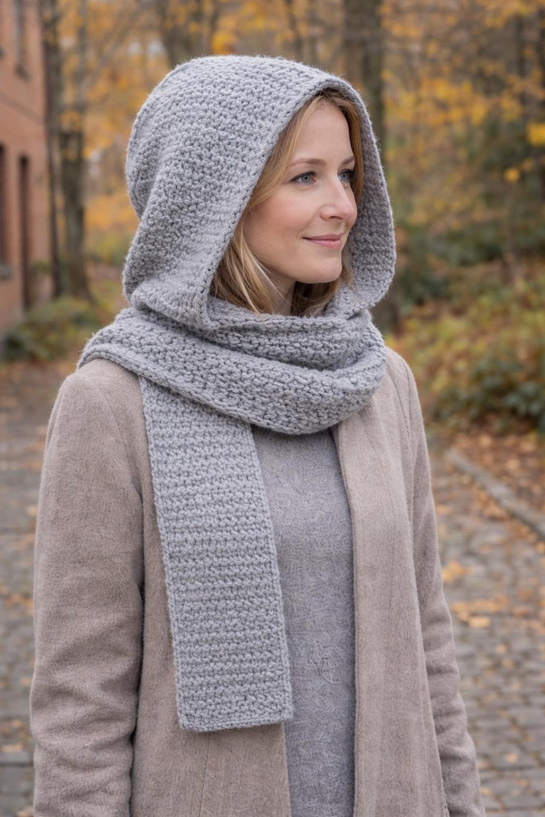 Knit Hooded Scarf Pattern – Women's Cozy Scoodie (PDF Pattern) - Etsy