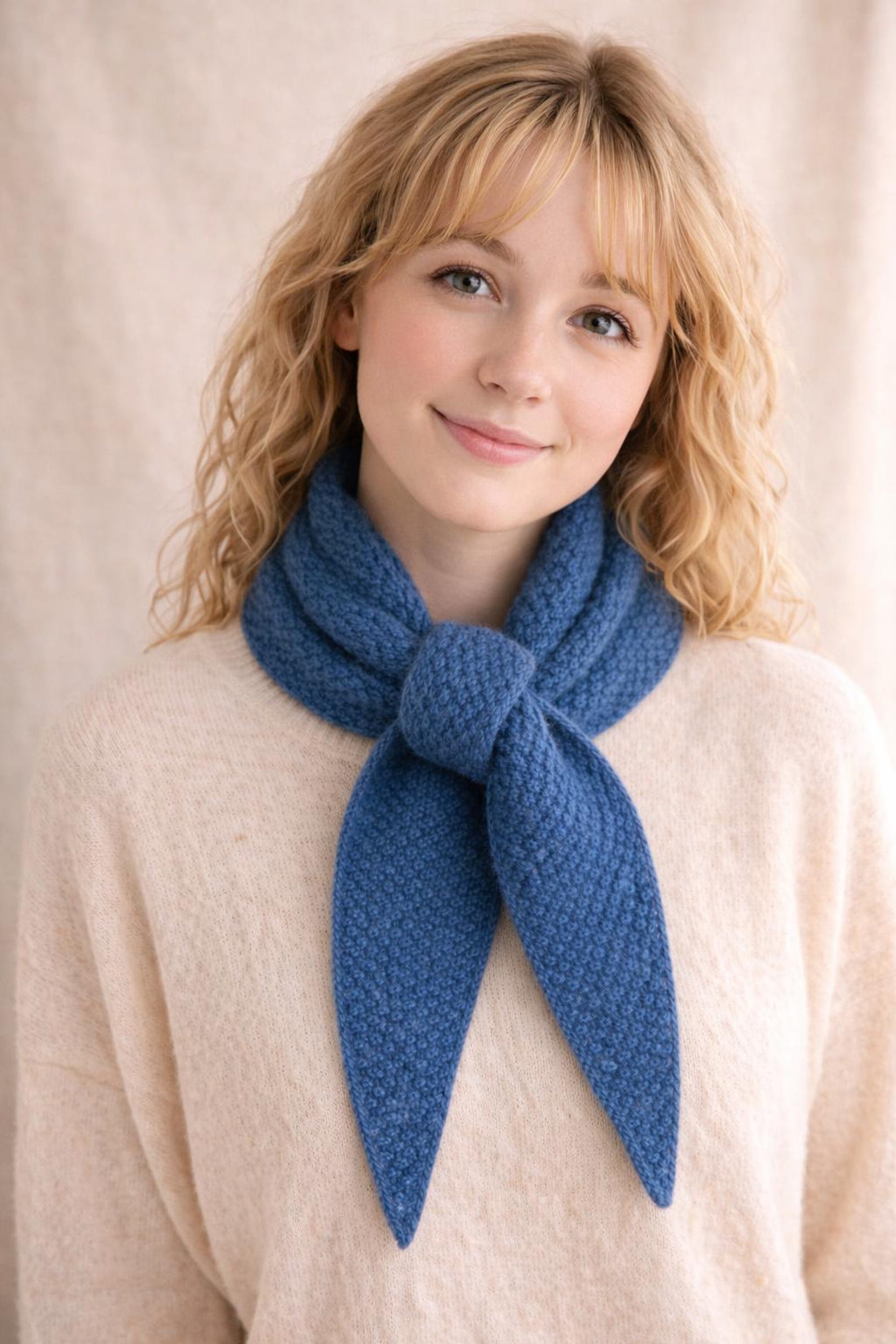 Triangle Scarf Knitting Pattern – Modern Double Seed Stitch Bandana ...