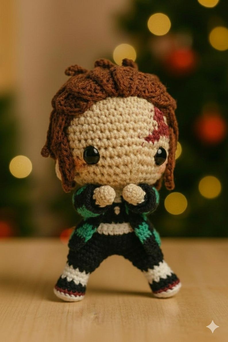 Tanjiro inspired crochet amigurumi doll pattern