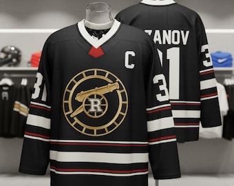 美品 野田洋次郎着 Black Eye Patch Hockey Jersey Hollanov Hockey Jersey | Heated Rivalry Inspired Jersey | Hudson