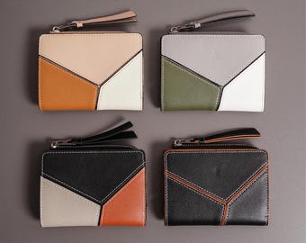 Bolsa feminina pequena minimalista: couro genuíno, estampa colorida feita à mão, couro bovino.