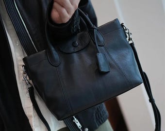 Bolsa feminina estilo vintage: bolsa transversal de couro feita à mão, pasta executiva