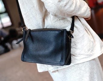 Bolso bandolera minimalista de piel auténtica: tamaño pequeño, cinturón ajustable, bolso cuadrado para mujer