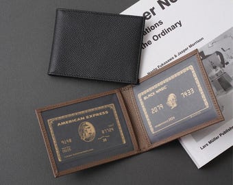 Porta-cartões simples em couro genuíno: carteira para cartões, estojo artesanal para carteira de motorista.