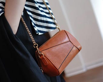 Bolsa transversal feminina minimalista: Bolsa de couro, tamanho pequeno, alça ajustável