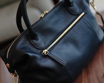 Bolsa transversal grande em couro de bezerro: Bolsa feminina feita à mão, com alça ajustável, estilo boho.