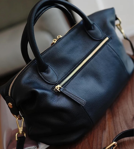 Large Size Calf Leather Crossbody Bag: Handmade Women Bag, Adjustable Belt, Boho Handbag