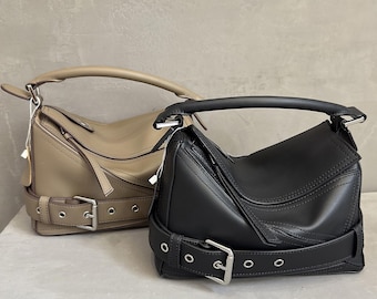 Bolso bandolera colorido hecho a mano: accesorios de piel de vaca para mujer, bolso elegante hecho a mano