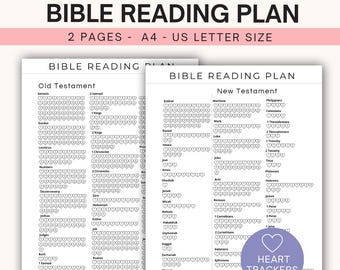 Bible Reading Tracker Printable, Bible Reading Log, Daily Bible Study Planner, Christian Printable Pages, A4 & Letter PDF