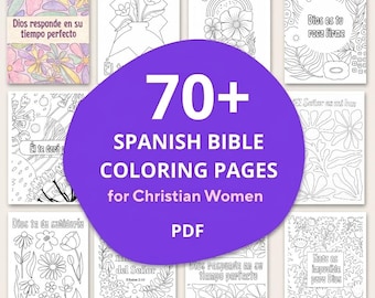 Spanish Bible Verses Coloring Pages | Christian Coloring Pages for Women | Faith Based | Bible Study Printable | 77 Designs Instant Download