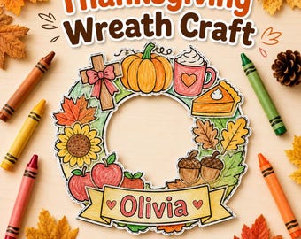 Thanksgiving Printable Activity | Thanksgiving Wreath Craft | Give Thanks Craft | Sunday School Craft |  Fall crafts for kids