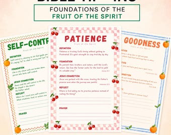 Fruit of the Spirit Bible Tip Ins | Bible Inserts | Topical Bible Study | Bible Study Help | Christian Printable