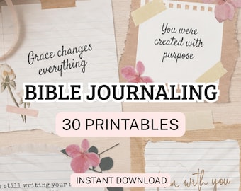 Bible Journaling Printables, Scripture Scraps, Christian Ephemera, Faith Journal Kit, Bible Verse Cards, Instant Download