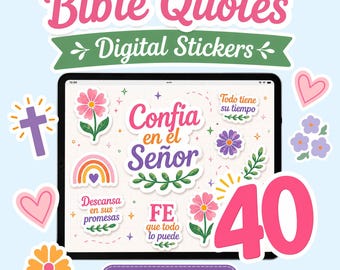 Spanish Bible Verse Stickers PNG | Christian Stickers Bundle | Faith Stickers Printable for Journaling | Bible Phrases Digital Download