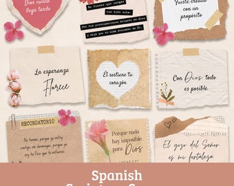 Cute Spanish Christian Scrapbook Bundle, Frases Cristianas for Journaling and Scrapbook, Scripture Scraps Printable PNG & PDF