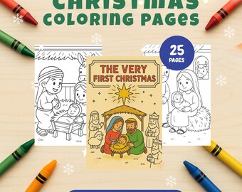 Birth of Jesus Christmas Story Coloring Pages - Christian Kids Art, Bible Printable, Sunday School, Homeschool Activities, Nativity Coloring