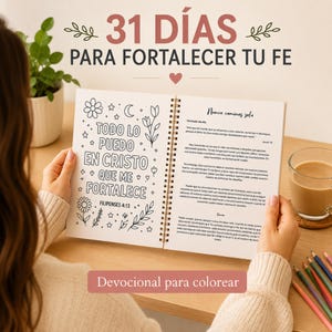 Livre de coloriage chrétien pour la méditation | 31 jours pour fortifier votre foi | Versets bibliques | Versets bibliques en espagnol, Livre de coloriage biblique pour adultes
