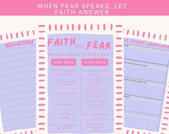 Bible tip ins |  Faith over Fear, Scripture Journaling Page, Bible Journaling Insert, Digital Download PDF