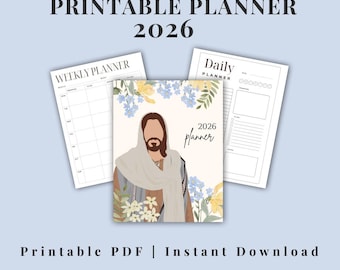2026 Planner Printable PDF for Women | Daily Weekly Monthly Planner | Organization, Goals & Productivity | Instant Download