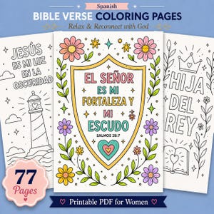 Ausmalbilder mit spanischen Bibelversen, christliche Ausmalbilder, Bibel-Malbuch (PDF), Ausmalvorlagen mit Bibelversen, Vorlagen für Bibeljournaling zum Ausdrucken