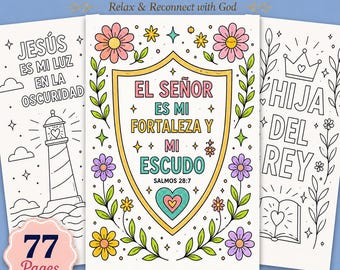 Spanish Bible Verse Coloring Pages, Christian Coloring Pages, Bible Coloring Book PDF, Scripture Coloring Sheets, Bible Journaling Printable