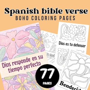 77 Spanish Bible Verses Coloring Pages| Boho Christian Printable PDF Bundle | Instant Download