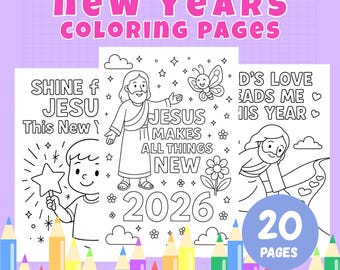 New Year Christian Coloring Pages for Kids | Faith-Based New Year Activity Printable | Jesus Coloring PDF