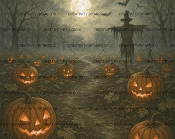 Kürbis Aufnäher mit Vogelscheuche Halloween Wall Art 20x30 - Digitaldruck | Sofort Download