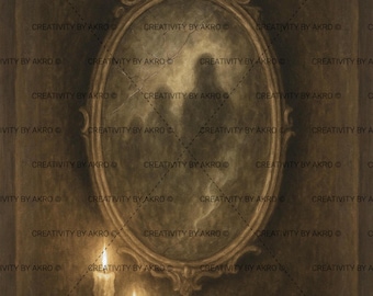 Haunted Mirror Ghost Halloween Wall Art 8x10 – Digital Print | Instant Download