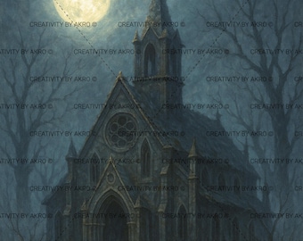 Abandoned Gothic Church Halloween Wall Art 8x10 – Digital Print | Instant Download
