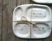 made to order* handmade functional white arrow ceramic lunch tray under 50