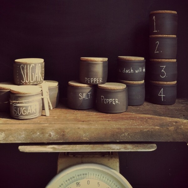 handmade stoneware salt and pepper customizable cellar under 30