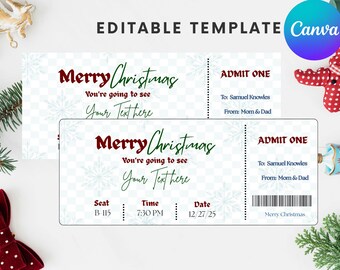 Christmas Concert Ticket Template, Blue Snowflake (Digital Download)