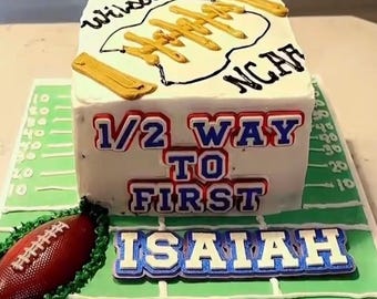 Baseball Half Birthday Cake Topper 1/2 Way to First Sports Theme Cake Decor