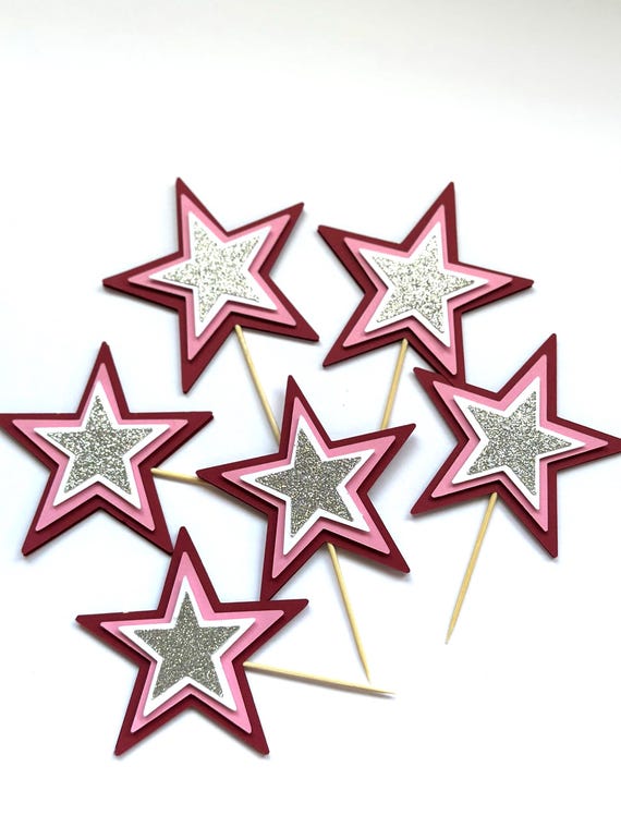 Star Cupcake Topper Set, American Birthday Day Party, Girl Doll themed