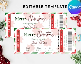Christmas Concert Ticket Template, Printable VIP Gift (Digital Download)