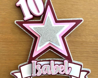 Custom Silver Star American 18" Doll Inspired Party Cake Topper