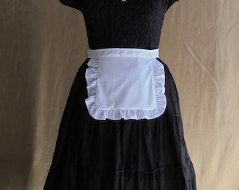 White apron ruffle SS -Lolita -Maid -Halloween -Fancy Dress -Cocktail -Carnival -Costume -Girls -Woman -Retro -Vintage style