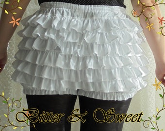 White mini shorts bloomers in Organic cotton  -Steampunk-Lolita-Cabaret-Victorian-Burlesque -Shabby Chic-1940 USO -Wester -Bitter & Sweet