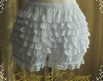 White or Black color short bloomers with ruffles on the back and front XS-S-M-L-XL-XXL-Lolita-Steampunk-Burlesque -Circo -(Bitter & Sweet)