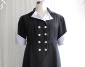 Black and white straight shirtwaist dress - waitress - diner waitress - housekeeper - maid - vintage style - quot Bitter Sweet quot
