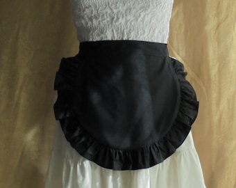Black Ruffle S apron: Vintage Style Maid Costume - Size S