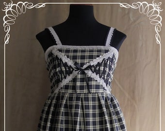 Navy and ivory Tartan lolita dress "Bitter & Sweet" lolita dress, costume