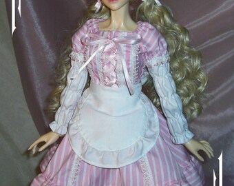 bjd dollfie (Bitter & Sweet) Candystripes maid  lolita outfit  pink