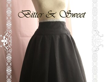 Black Gothic Lolita skirt  "Bitter & Sweet" silk/wool brocade -Lolita skirt costume