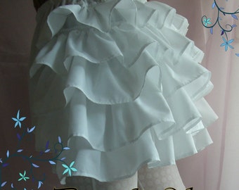 White short bloomers Lolita-Steampunk-Gothic-Boho-Cabaret-Bettie Page-Victorian-Burlesque-