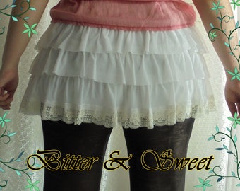 Mini short bloomers with frills and lace in tulle lycra Steampunk-Gothic Lolita-Cabaret-Victorian-Burlesque-Cow Girl-Ranchers-Bitter & Sweet